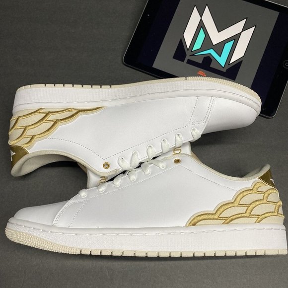 Nike Air Jordan Retro 1 Centre Court Shoes White Gold Brown DQ8577-100 Men’s - Picture 2 of 12